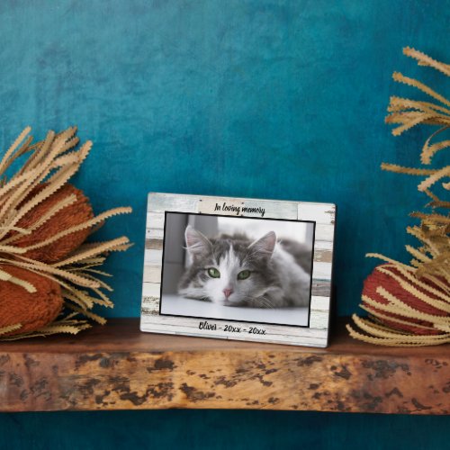 Farmhouse Wood Cat Memorial Photo Keepsake Plaque