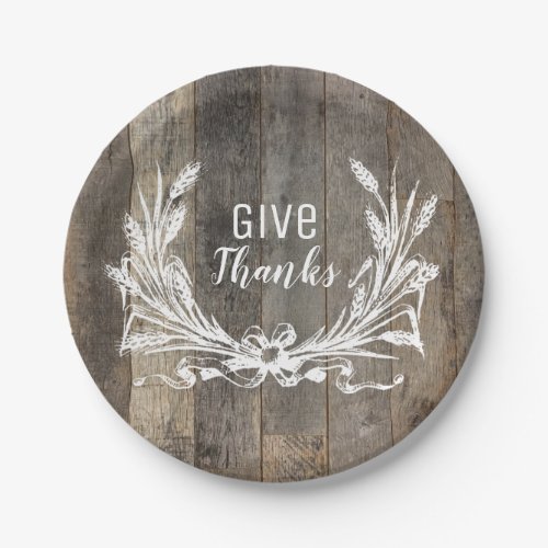 farmhouse wood give thanks thanksgiving party paper plates