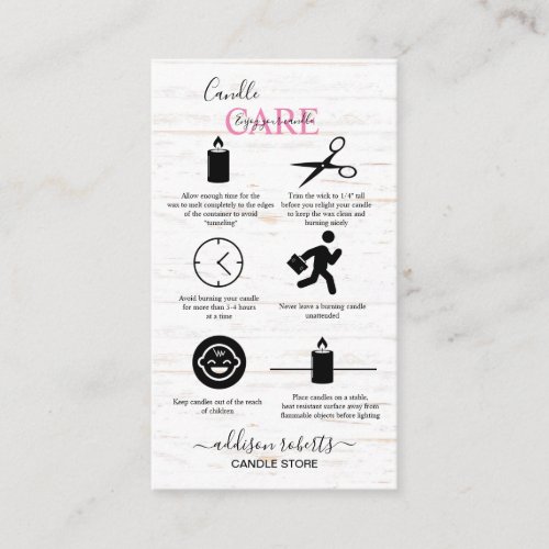 Farmhouse  Wood Watercolor Fall Candle Care   Business Card