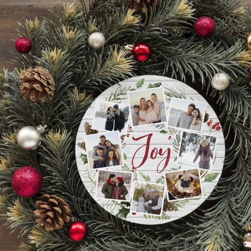 Farmhouse Wreath  Photo Collage Holiday Card