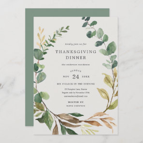 Farmhouse Wreath Thanksgiving Dinner Invitation