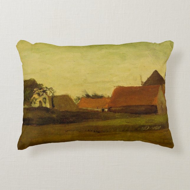 Farmhouses in Loosduinen Hague by Vincent van Gogh Accent Pillow (Front)
