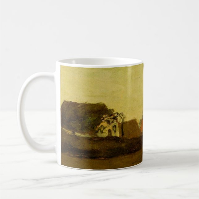 Farmhouses in Loosduinen Hague by Vincent van Gogh Coffee Mug (Left)