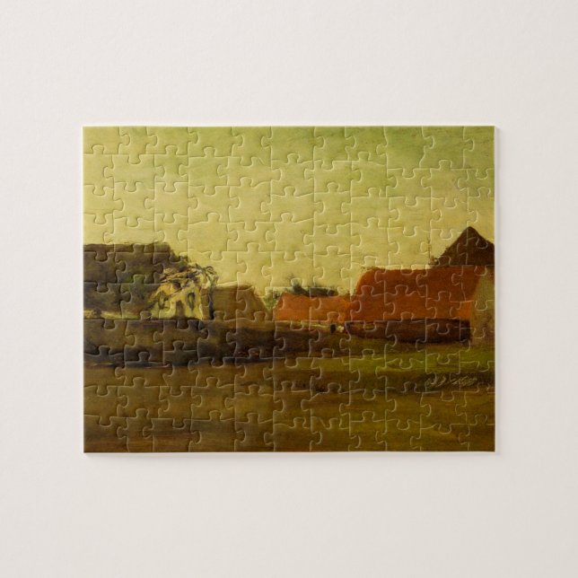 Farmhouses in Loosduinen Hague by Vincent van Gogh Jigsaw Puzzle (Horizontal)