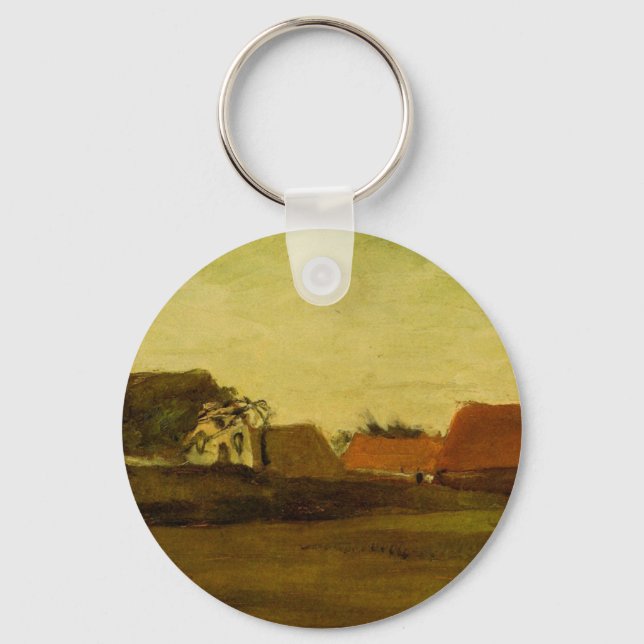 Farmhouses in Loosduinen Hague by Vincent van Gogh Keychain (Front)