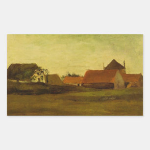 Farmhouses in Loosduinen Hague by Vincent van Gogh Rectangular Sticker