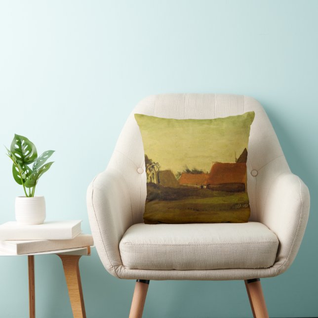 Farmhouses in Loosduinen Hague by Vincent van Gogh Throw Pillow (Chair)