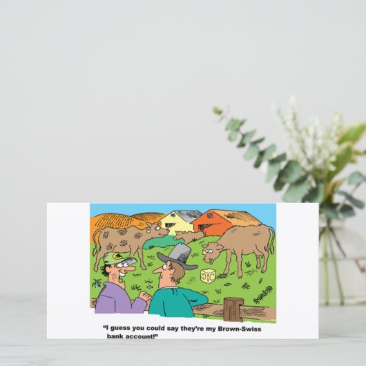 FARMING CARTOON HUMOR ABOUT BROWN SWISS CATTLE (Standing Front)