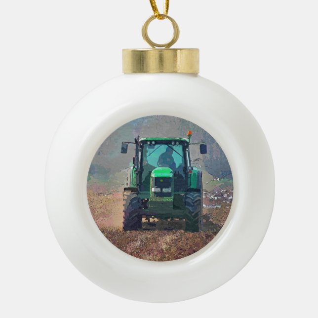 FARMING CERAMIC BALL CHRISTMAS ORNAMENT (Front)