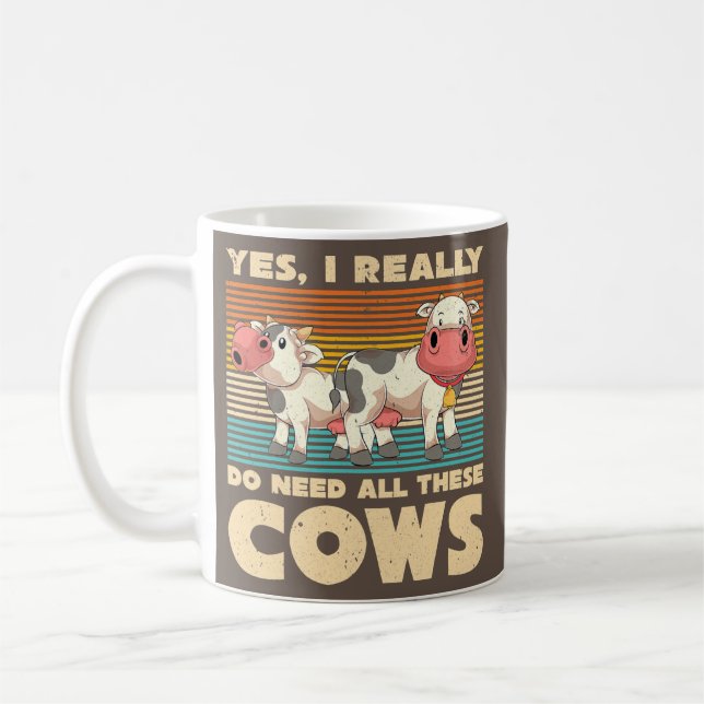 Farming Cow Lover Funny Farmer Farm Animal Retro Coffee Mug (Left)