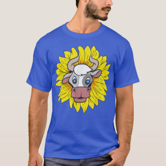 Farming Cow Lover Hippie Sunflower Farmer Farm Ani T-Shirt