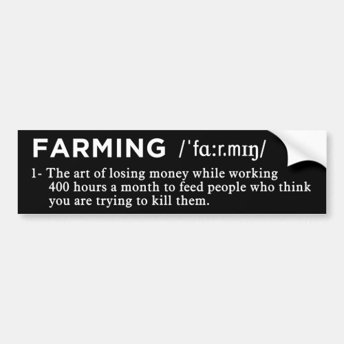 farming definition black bumper sticker