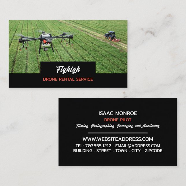 Farming Drone Portrait, Drone Pilot Business Card (Front/Back)