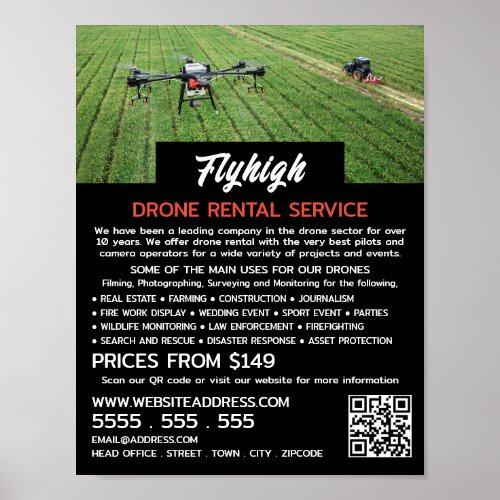 Farming Drone Portrait Drone Rental Company Poster