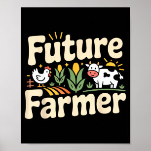 Farming Farmer Tractor Future Illustration Poster