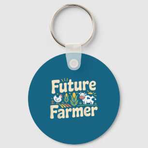 Farming Farmer Tractor Future Keychain