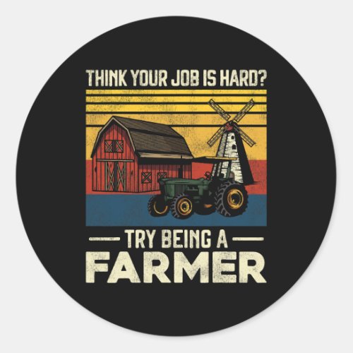 Farming Farmer Vintage Tractor Retro Farm Think Yo Classic Round Sticker