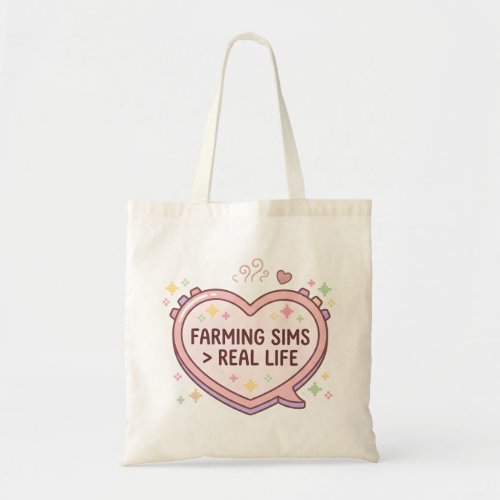 Farming Sims Greater Than Real Life Canvas Tote  Bag