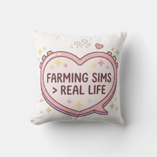 Farming Sims Greater Than Real Life Pastel Pillow
