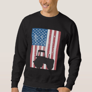 Farming Tractor American Flag Patriotic Farmer Sweatshirt