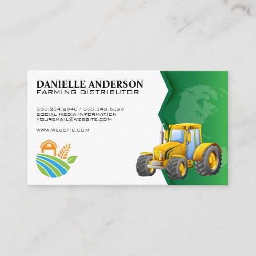 Farming Tractor  Earth Growing Foods Business Card
