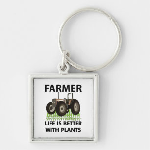 Farming Tractor Field Farmer Keychain