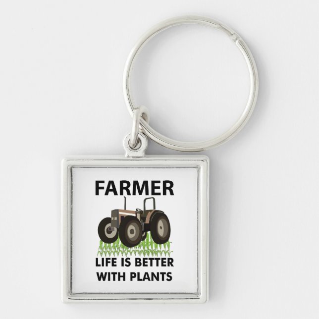 Farming Tractor Field Farmer  Keychain (Front)