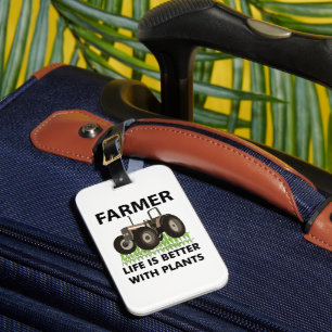 Farming Tractor Field Farmer Luggage Tag