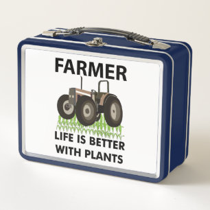 Farming Tractor Field Farmer Metal Lunch Box