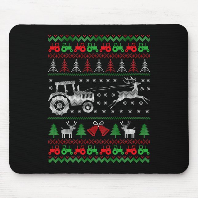 Farming Tractor Reindeer Farm Funny Farmer Ugly Ch Mouse Pad (Front)