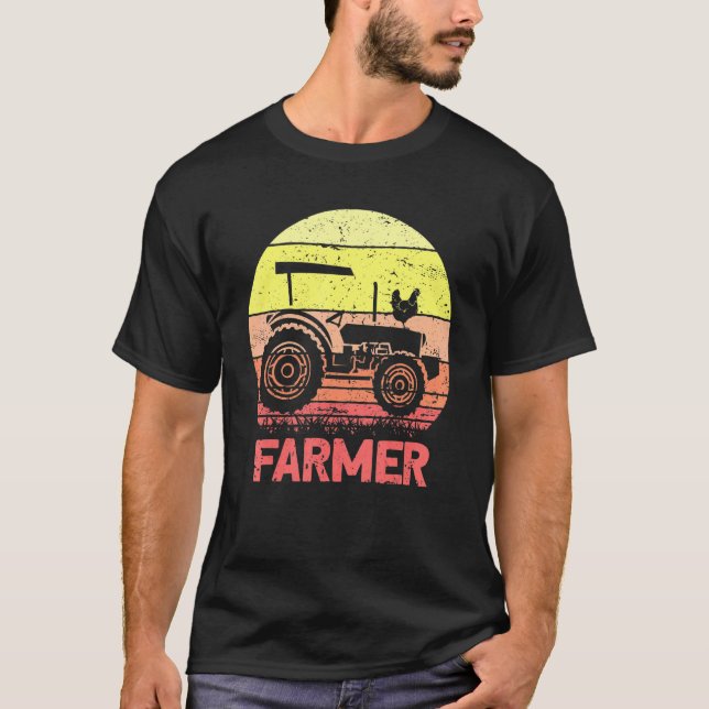 Farming Tractor Retro Farmer T-Shirt (Front)