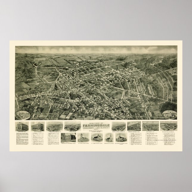 Farmingdale, NY Panoramic Map - 1925 Poster (Front)