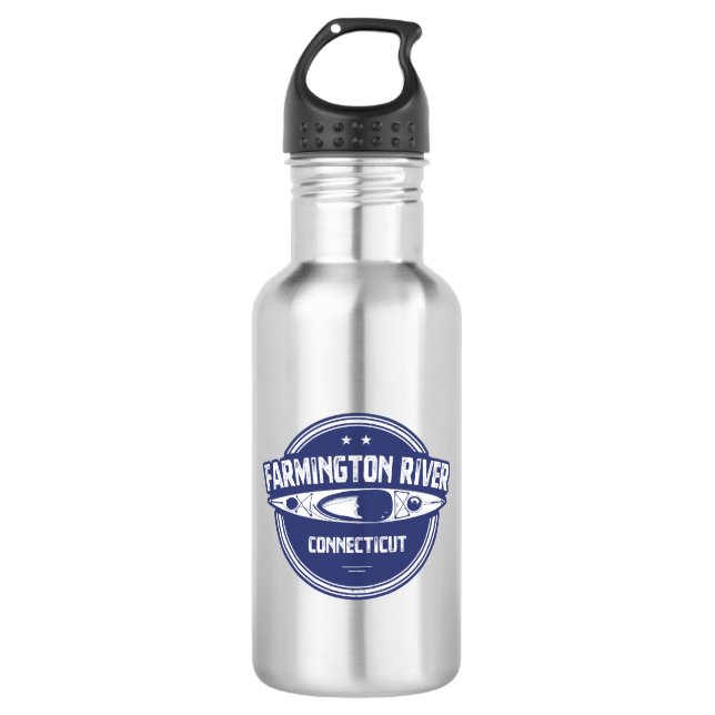 Farmington River Connecticut Kayaking Stainless Steel Water Bottle (Front)
