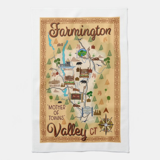 Farmington Valley, Connecticut, Mother of Towns Kitchen Towel (Vertical)