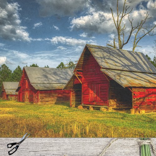 Farmland With a Series of Red Barns  Tissue Paper