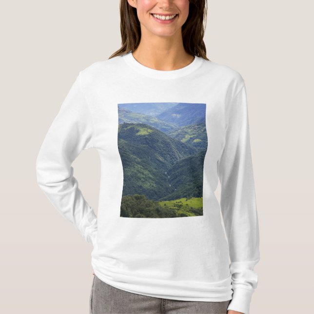 Farmlands and Himalaya forest in Mangdue valley T-Shirt (Front)