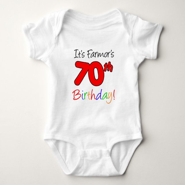 Farmor's 70th Birthday Swedish Grandmother Baby Bodysuit (Front)