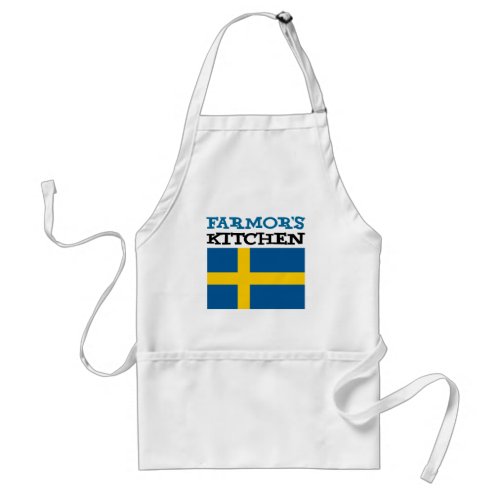 Farmors Kitchen Featuring The Flag Of Sweden Adult Apron