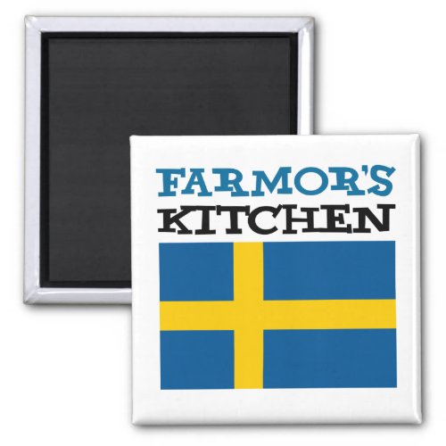 Farmors Kitchen Featuring The Flag Of Sweden Magnet