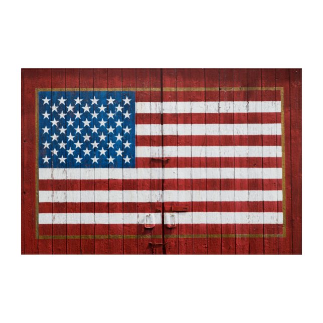 Farms | American Flag Barn Mural Acrylic Print (Front)