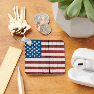 Farms American Flag Barn Mural Keychain