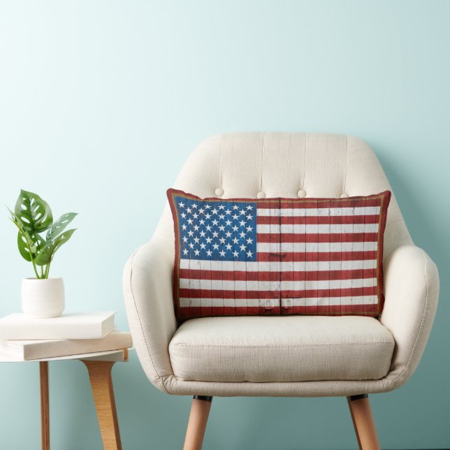 Farms | American Flag Barn Mural Lumbar Pillow (Chair)