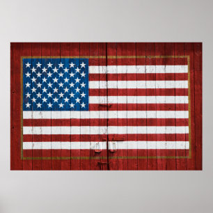 Farms American Flag Barn Mural Poster