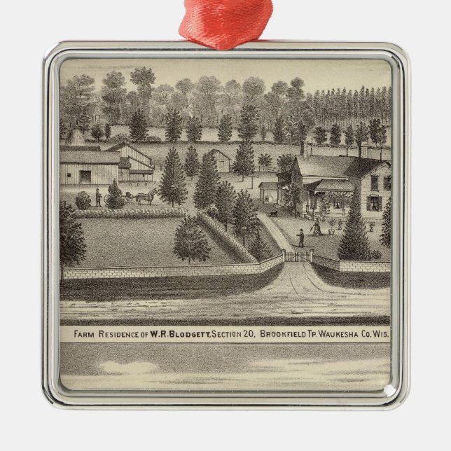 Farms and residences of WR Blodgett & GC Daubner Metal Ornament (Front)