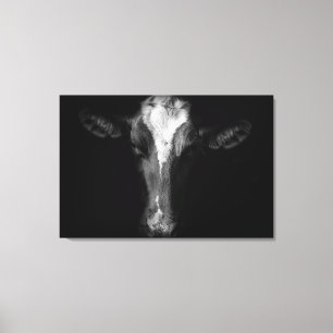 Farms   B&W Cow Head Shot Canvas Print