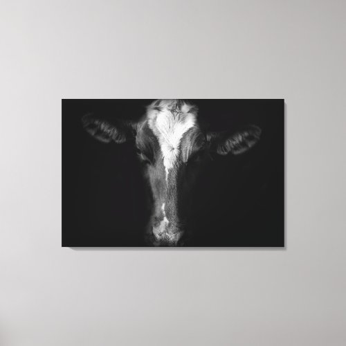 Farms  BW Cow Head Shot Canvas Print
