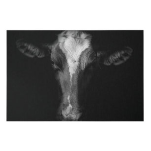 Farms B&W Cow Head Shot Faux Canvas Print