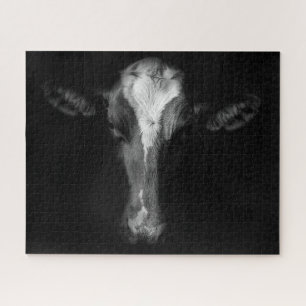 Farms B&W Cow Head Shot Jigsaw Puzzle
