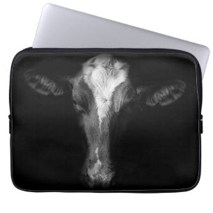 Farms B&W Cow Head Shot Laptop Sleeve