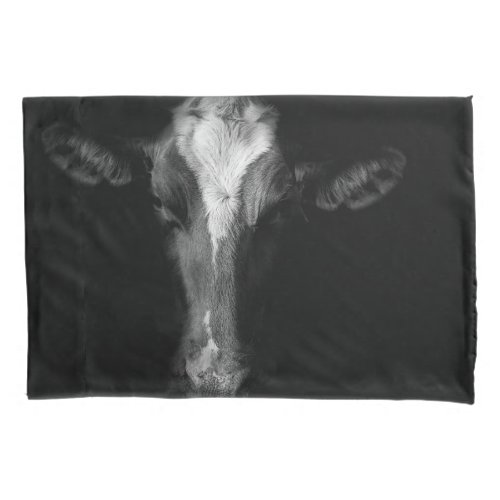 Farms  BW Cow Head Shot Pillow Case